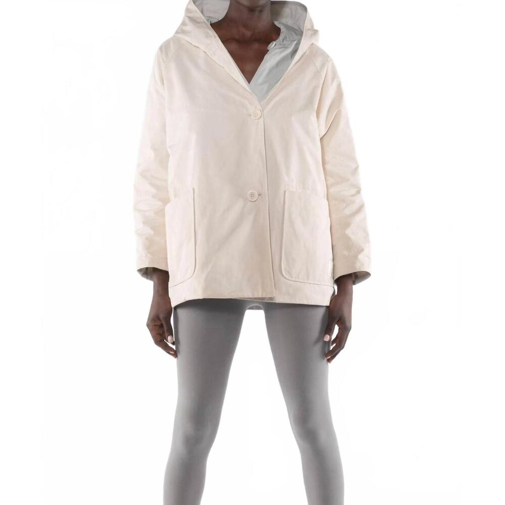 NEW OOFWEAR memory nylon reversible hooded jacket in panna